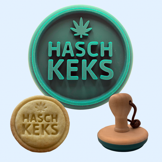 Hasch-Keksstempel | Weed Blatt Prägemotiv mit Buchenholzgriff