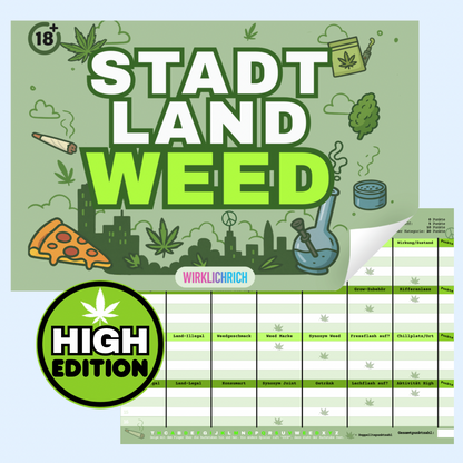 Stadt Land Weed – High Edition Partyspiel für Erwachsene